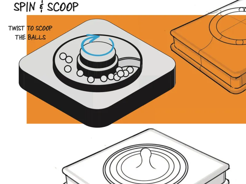 A sketch of a Spin & Scoop tile
