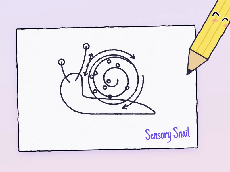 A pencil sketching the Sensory Snail