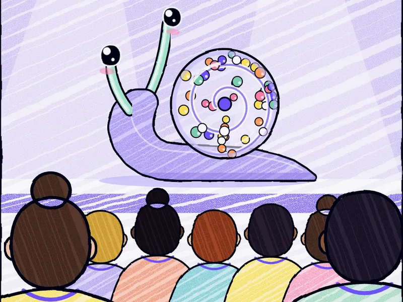 The Sensory Snail pitched on stage to an audience